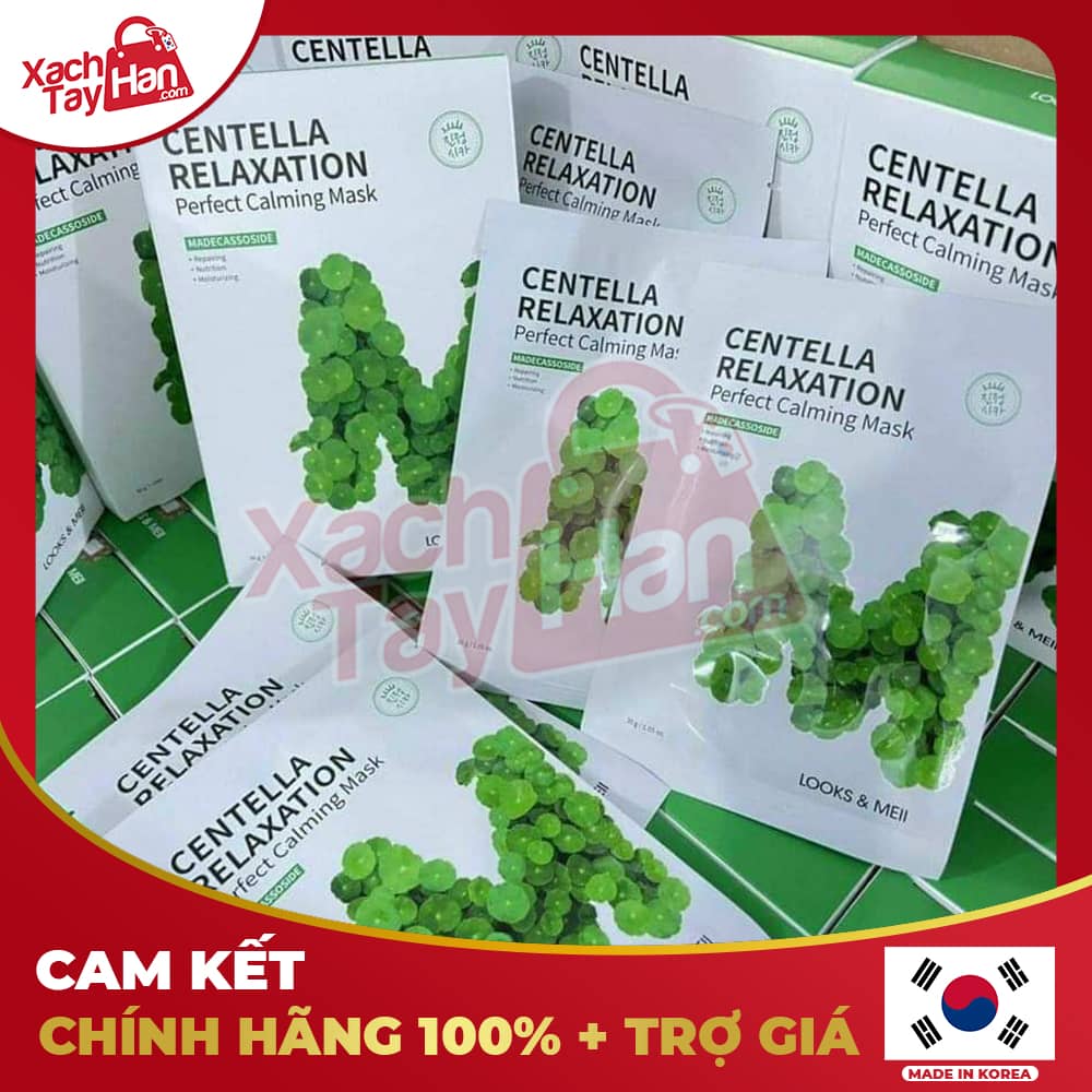 Mặt nạ rau má LOOKS & MEII Centella Relaxation Perfect Calming Mask